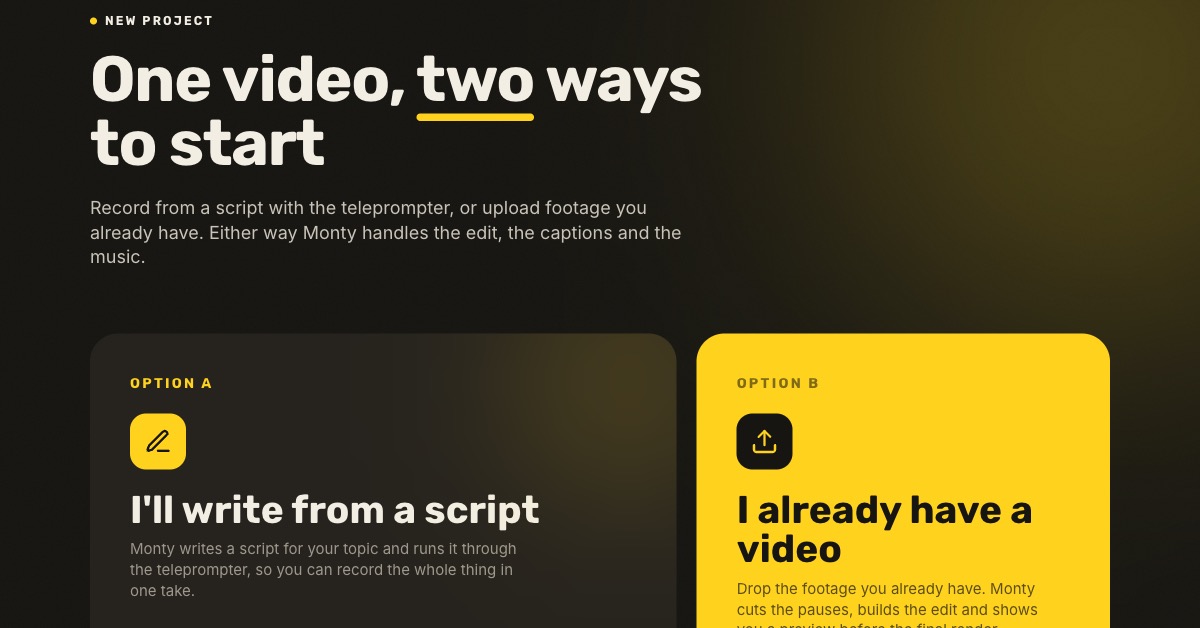 Monty studio: new project
